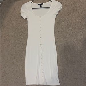 White dress with buttons